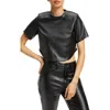 Good American Crop Faux Leather Tee In Black