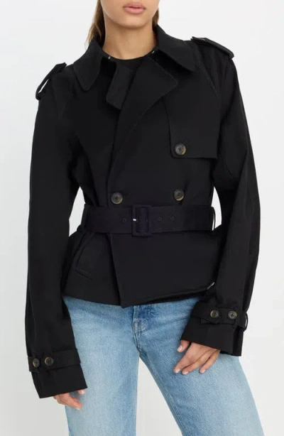 Good American Crop Trench Jacket In Black
