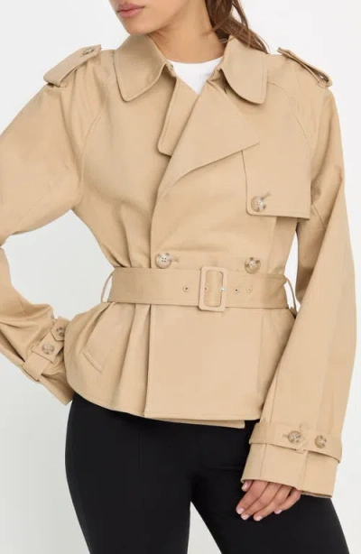 Good American Crop Trench Jacket In Neutral