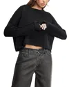 Good American Cropped Crewneck Sweatshirt In Black
