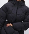 GOOD AMERICAN CROPPED HOODED PUFFER JACKET IN BLACK