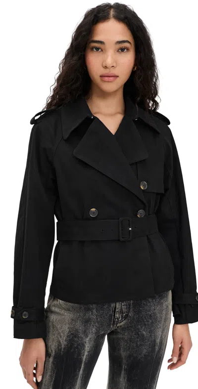 Good American Cropped Trench Jacket Black