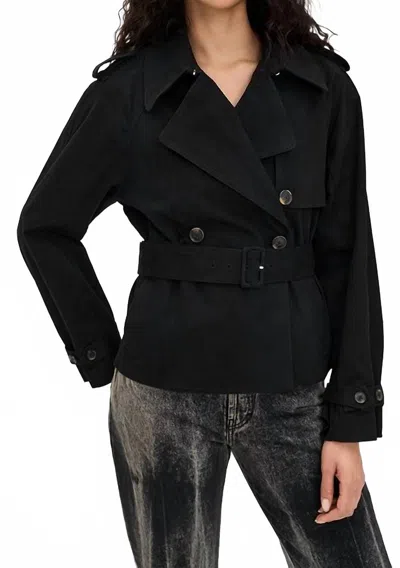 Good American Cropped Trench Jacket In Black
