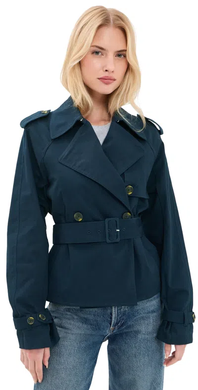 Good American Cropped Trench Jacket New Navy002 In Blue