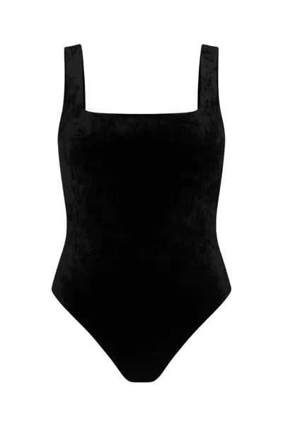 Good American Crushed Velvet Modern Tank Body Black