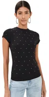 Good American Womens Black001 Crystal-embellished Round-neck Stretch-cotton T-shirt