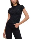 Good American Womens Black001 Crystal-embellished Round-neck Stretch-cotton T-shirt