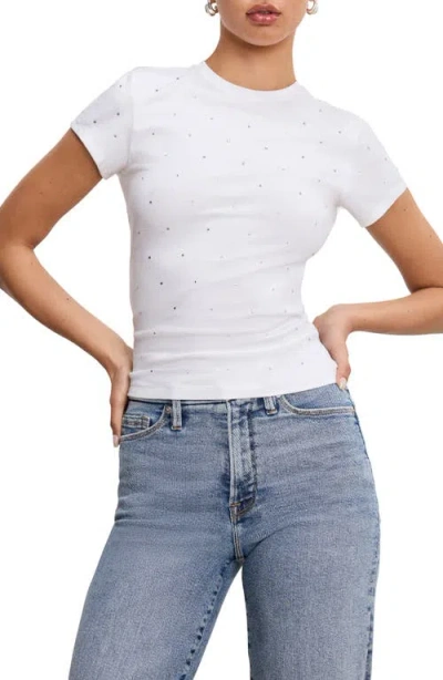Good American Crystal Baby Tee In White001