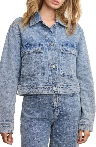 Good American Crystal Denim Jacket In Blue