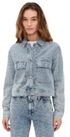 Good American Crystal Denim Jacket Indigo1070 In Blue