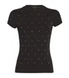 Good American Womens Black001 Crystal-embellished Round-neck Stretch-cotton T-shirt In Black