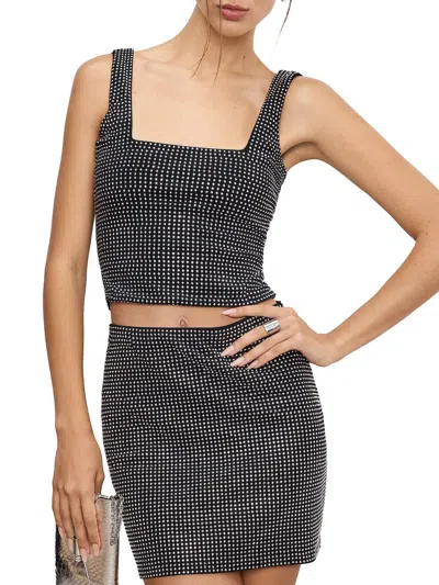 Good American Crystal Embellished Square-neck Tank Top In Black