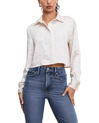 Good American Crystal Satin Shirt In White