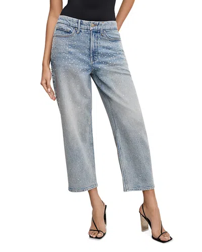 Good American Crystal Stars Good 90s Ankle Jeans In Indigo908 In Blue