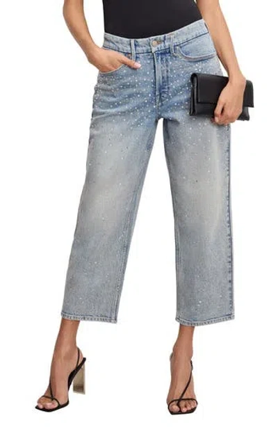 GOOD AMERICAN GOOD AMERICAN CRYSTAL STARS GOOD '90S CROP STRAIGHT LEG JEANS