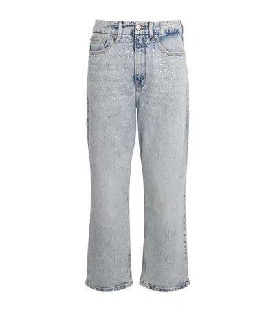 Good American Crystal Stars Good 90s Wide-leg Jeans In Blue