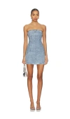 Good American Crystal Strapless Mini Dress In Blue