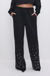Good American Crystal Wide Leg Sweatpant Black In Black