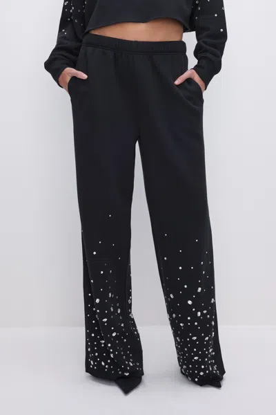 Good American Crystal Wide Leg Sweatpant Black