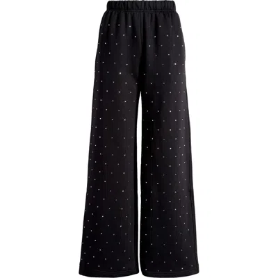 Good American Crystal Wide Leg Sweatpants In Black001