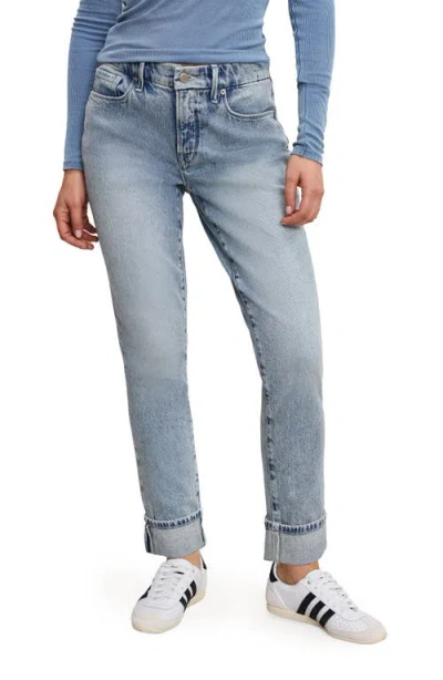 Good American Cuffed High Waist Straight Leg Jeans In Indigo750