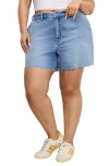 Good American Cutoff Carpenter Denim Shorts In Indigo