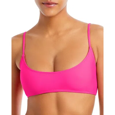 Good American Deep Scoop Top Womens Solid Nylon Bikini Swim Top