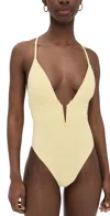 Good American Deep V Compression Swimsuit Lemon In Lemon