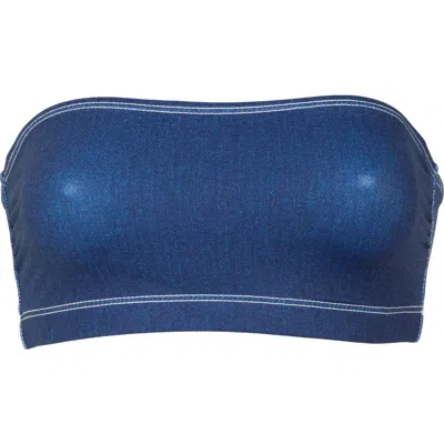 Good American Denim Better Bandeau Bikini Top In Indigo Print001