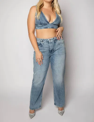 Good American Denim Bralette Top In Indigo In Multi