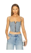 Good American Womens Cropped Shoulder-straps Denim-blend Top Indigo762 In Blue