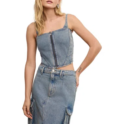 GOOD AMERICAN GOOD AMERICAN DENIM BUSTIER CROP TOP