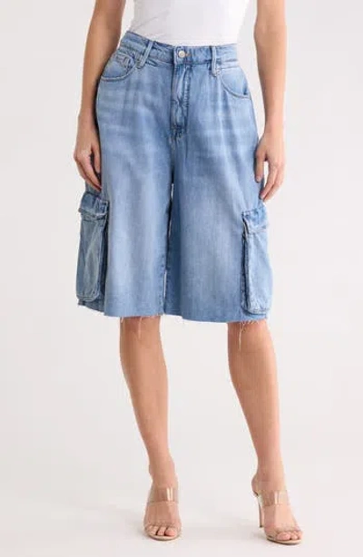 Good American Denim Cargo Shorts In Blue