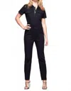 Good American Denim Front Zip Jumpsuit In Black In Black
