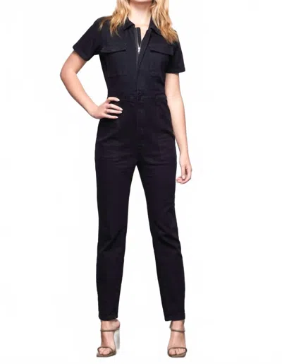 Good American Denim Front Zip Jumpsuit In Black