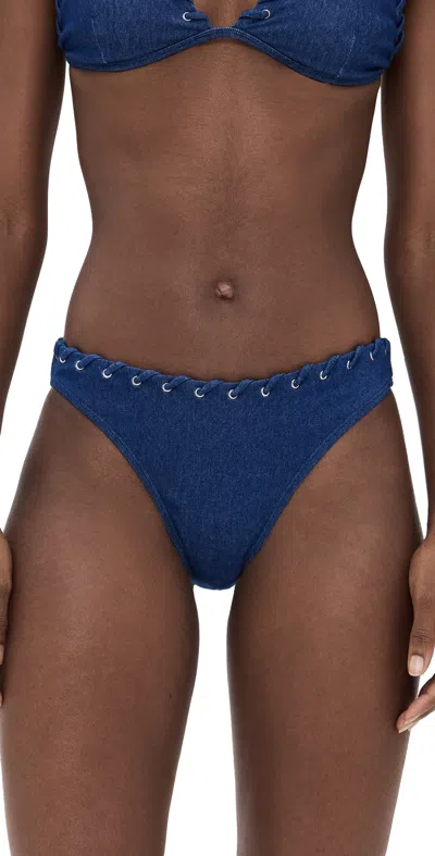 GOOD AMERICAN DENIM BIKINI BOTTOMS SWIM DENIM RINSE