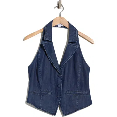 Good American Denim Halter Vest In Blue