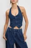 GOOD AMERICAN GOOD AMERICAN DENIM HALTER VEST