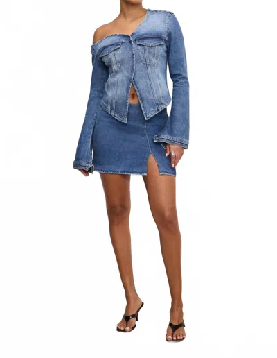 GOOD AMERICAN DENIM MINI SKIRT IN INDIGO