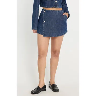 Good American Denim Mini Skort In Blue