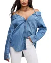GOOD AMERICAN DENIM OFF-THE-SHOULDER SHIRT