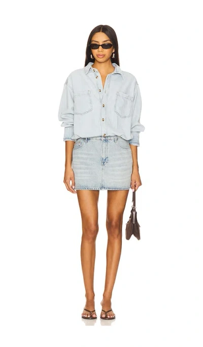 Good American Denim Shirt Dress In Blue