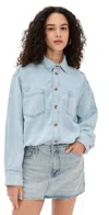 Good American Denim Long Sleeve Shirt Dress In Indigo795