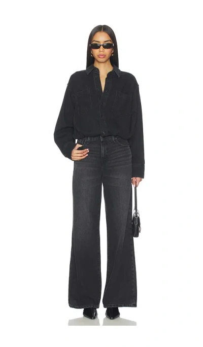 Good American Denim Shirt Jumpsuit In Black
