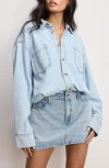 Good American Denim Long Sleeve Shirt Dress In Indigo795 In Blue