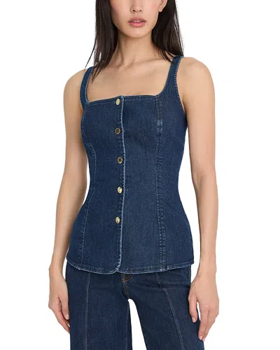 Good American Denim Sleeveless Button Front Top In Black