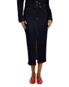 Good American Front Slit Denim Midi Skirt