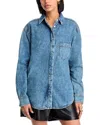 Good American Womens Uniform Curved-hem Denim Shirt Indigo762 In Indigo