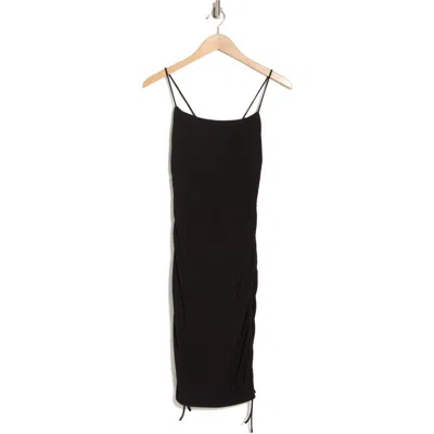 Good American Disco Ruched Sleeveless Dress In Black001