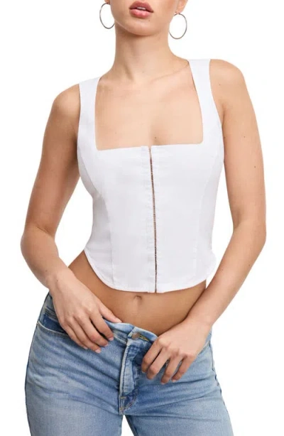 Good American Dolly Cotton Poplin Bustier In White001